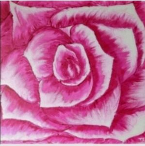 Pink rose painting botanical gardens acrylic on canvas original artist